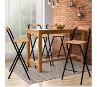 IDMarket - Tabourets de bar pliants Detroit - Structure noire, design industriel - Lot de 4