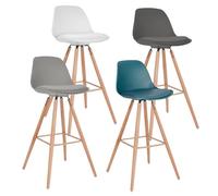 IDMarket - Lot de 4 tabourets de Bar SARA Mix Color Gris foncé, Gris Clair, Blanc et Bleu Canard