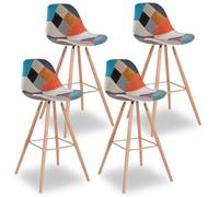 IDMarket - Lot de 4 tabourets de Bar SARA Motifs patchworks Multi-Couleurs