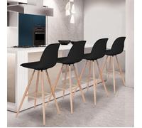IDMarket Tabourets de bar Sara – Lot de 4 – Noir