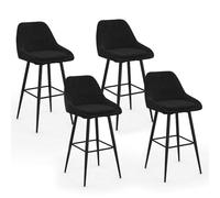 IDMarket - Lot de 4 tabourets de Bar THALYA en Velours Noir avec Demi-accoudoirs