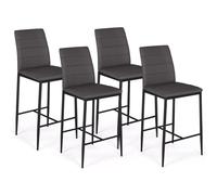 IDMarket - Lot de 4 tabourets Romane en PVC Gris Design Contemporain chaises de Bar rembourrées