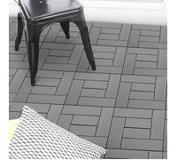 IDMarket - Lot de 5 Dalles de terrasse mosaïque WODHY clipsables Bois Composite Gris 30 x 30 cm