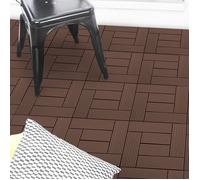 IDMarket - Lot de 5 Dalles de terrasse mosaïque WODHY clipsables Bois Composite Taupe 30 x 30 cm