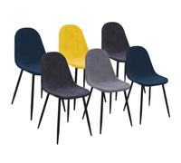 IDMarket – Chaises Dali – Lot de 6 en velours mix bleu, gris foncé, gris clair et jaune