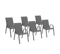IDMarket - Lot de 6 chaises de Jardin LYMA empilables Gris Anthracite