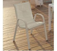IDMARKET Lot de 6 chaises de jardin LYMA métal et textilène empilables beige