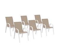 IDMarket - Lot de 6 chaises de jardin LYMA métal et textilène empilables Blanc et Beige