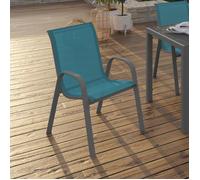 IDMARKET Lot de 6 chaises de jardin LYMA métal et textilène empilables bleu canard