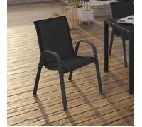 Lot De 6 Chaises De Jardin Lyma Métal Et Textilène Empilables Noires