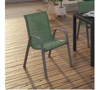 IDMARKET Lot de 6 chaises de jardin LYMA métal et textilène empilables vert olive