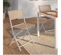 IDMARKET Lot de 6 chaises de jardin pliantes BASTIA métal et textilène blanc et beige