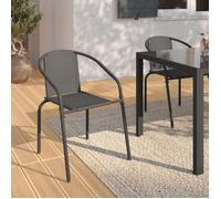 IDMARKET Lot de 6 chaises de jardin THELMA métal et textilène empilables gris anthracite