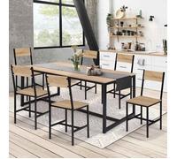 IDMARKET Lot de 6 chaises de salle à manger DETROIT design industriel bois clair