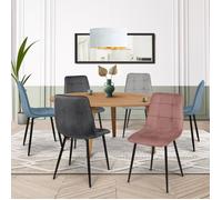 IDMarket - Lot de 6 chaises Mila en velours - Mix pastel (bleu x2, gris foncé x2, gris clair, rose)