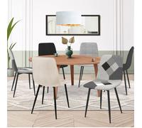 Lot de 6 chaises MILA en velours gris foncé, gris clair, beige, noir et patchworks noir, gris et blanc x2 pour salle à manger