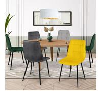 IDMarket – Lot de 6 chaises Mila en velours multicolore (Vert x2, Gris foncé x2, Gris clair, Jaune)