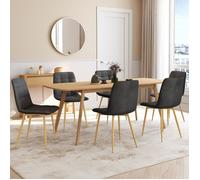 IDMarket - Chaises Mila - Velours gris foncé - Pied effet bois - Lot de 6 - pour salle à manger