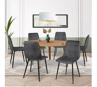 IDMarket – Chaises Mila – Lot de 6 – Velours gris foncé – Salle à manger