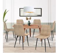 IDMarket – Lot de 6 chaises MILA – velours taupe – pour salle à manger