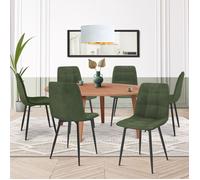 IDMarket Lot de 6 chaises MILA en velours vert kaki pour salle à manger