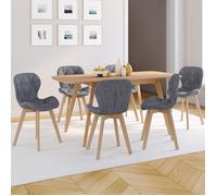 IDMarket Lot de 6 chaises ROBINE en tissu gris foncé pour salle à manger