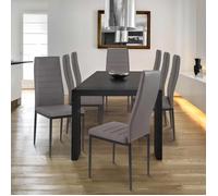 IDMarket Lot de 6 chaises de salle à manger ROMANE assise matelassée gris
