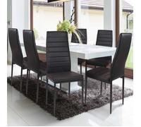 IDMarket – Lot de 6 chaises de salle à manger Romane – Assise matelassée noir H. 97 cm
