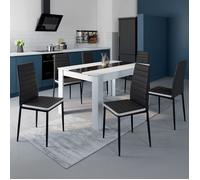 IDMarket – Lot de 6 chaises ROMANE – noires bandeau blanc pour salle à manger