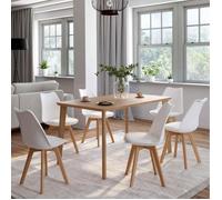 IDMarket – Lot de 6 chaises Sara scandinaves blanches pour salle à manger H. 79,5 cm