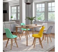 IDMarket - Lot de 6 chaises scandinaves SARA - Mix pastel (Jaune, Blanc, Gris clair, Vert mentholé)