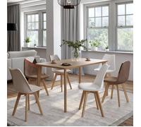 IDMarket – Lot de 6 chaises scandinaves SARA en velours patchwork marron et beige, bois non pliable