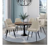 IDMarket - Lot de 6 chaises THALYA en velours avec accoudoirs - Beige
