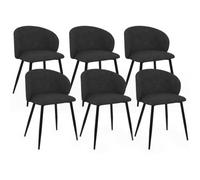 IDMarket - Lot de 6 chaises Kira en Velours Noir pour Salle à Manger