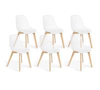 IDMarket Chaises MANDY – Lot de 6 blanches pour salle à manger