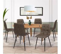 IDMarket Lot de 6 chaises MILA PU marron vintage pour salle à manger