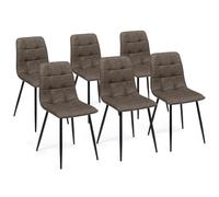 IDMarket - Lot de 6 chaises Mila en PU Marron Vintage pour Salle à Manger
