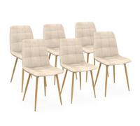 IDMarket - Lot de 6 chaises Mila en Velours Beige pour Salle à Manger