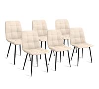 IDMarket – Lot de 6 chaises Mila en velours beige pour salle à manger