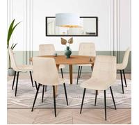 IDMarket – Lot de 6 chaises Mila en velours beige pour salle à manger