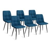 IDMarket - Lot de 6 chaises Mila en Velours Bleu pour Salle à Manger