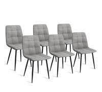IDMarket - Lot de 6 chaises Mila en Velours Gris Clair pour Salle à Manger