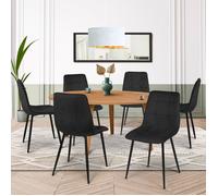 IDMarket – Lot de 6 chaises Mila – Velours noir – Pour salle à manger – H.45 cm – Non pliables