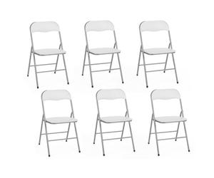 IDMarket - Lot de 6 chaises Pliantes KITY Blanches en PU