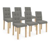 IDMarket - Lot de 6 chaises POLGA capitonnées Grises pour Salle à Manger
