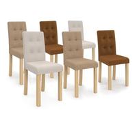 IDMarket Chaises POLGA capitonnées multicolores (taupe, beige, marron) – Lot de 6