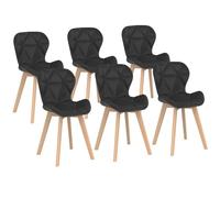 Lot De 6 Chaises Robine En Pu Noires Pour Salle À Manger