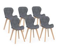 IDMarket Lot de 6 chaises ROBINE en tissu gris foncé pour salle à manger