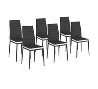 IDMarket – Lot de 6 chaises ROMANE – noires bandeau blanc pour salle à manger