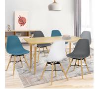 IDMarket - Lot de 6 chaises Sandra Mix Color Blanc, Gris Clair, Gris foncé x2, Bleu Canard x2
